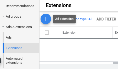 add google call extensions button