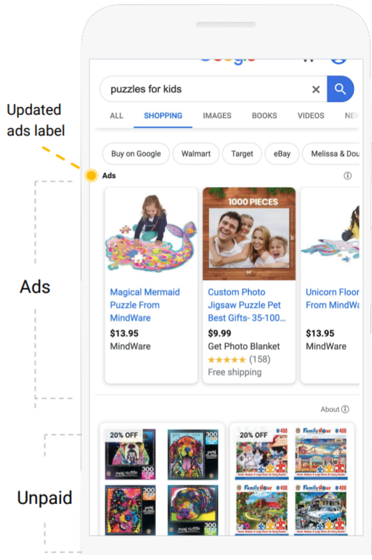 unpaid product listings google shopping