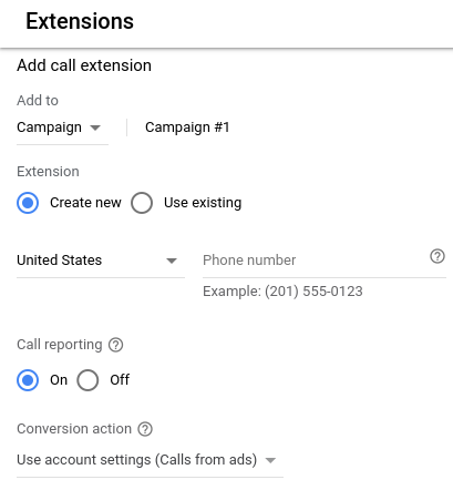 add call extension phone number