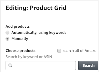 screenshot of ASIN search to add products to Amazon Store