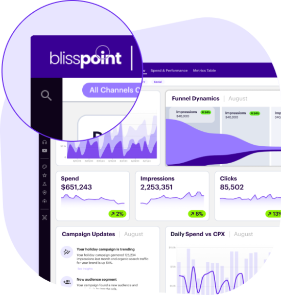 Bliss Point by Tinuiti product dashboard