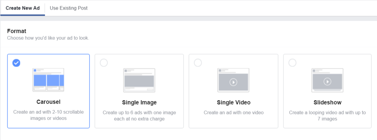 Ad formats for facebook retargeting