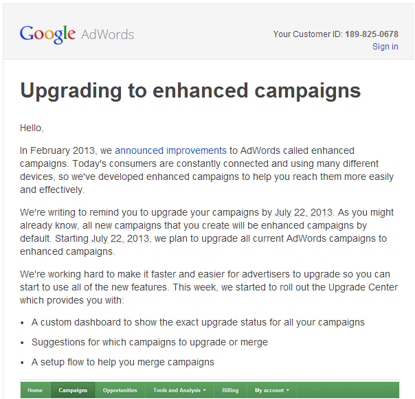 AdWords enhanced campaigns