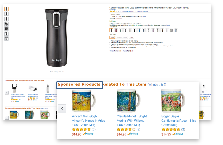 Amazon Sponsored Products on Amazon product pages 