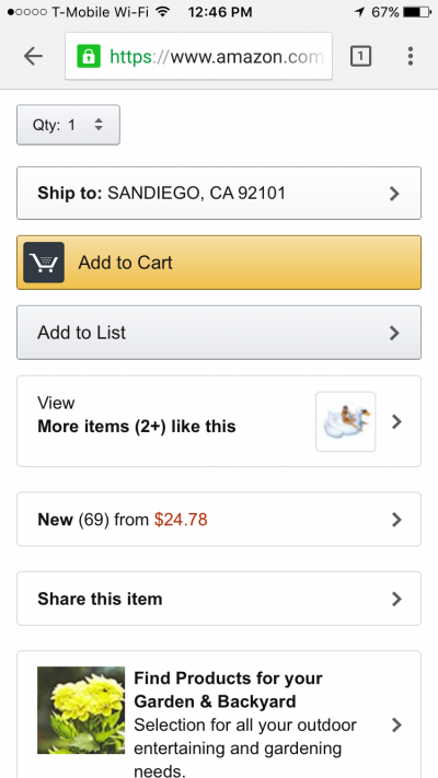 Amazon Mobile Site Product Detail Page 2