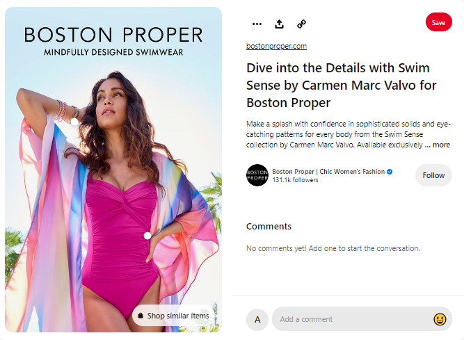 Boston Proper Mindfully Designed Swimwear Pinterest ad example