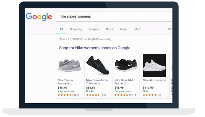 Google shopping ads on desktop browser