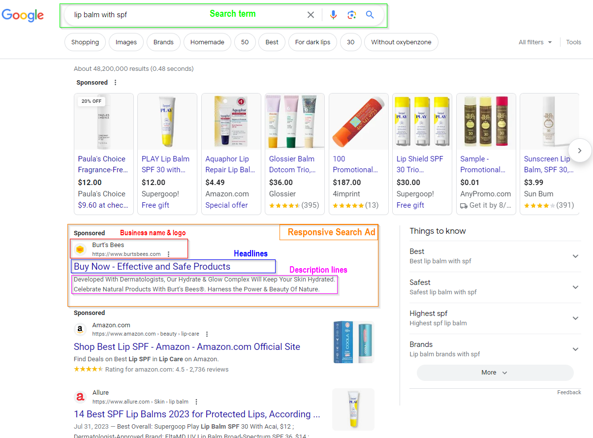 Example of Responsive Search Ad on Google search engine results page