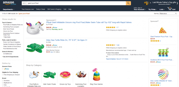 Amazon Desktop Browser Product Search