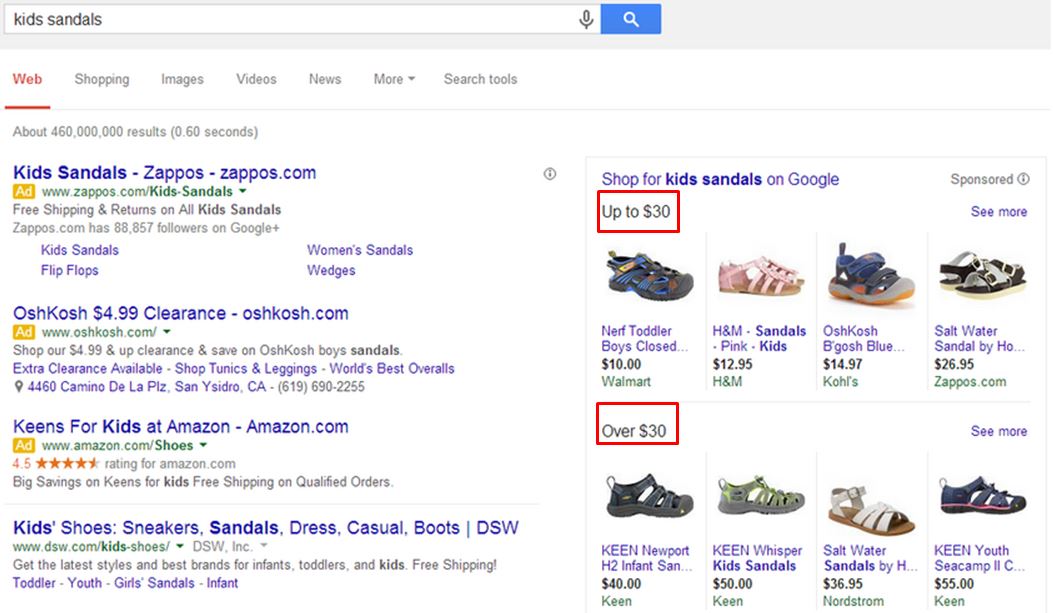Google testing search results