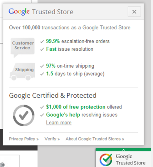 Google Trusted Stores badge 