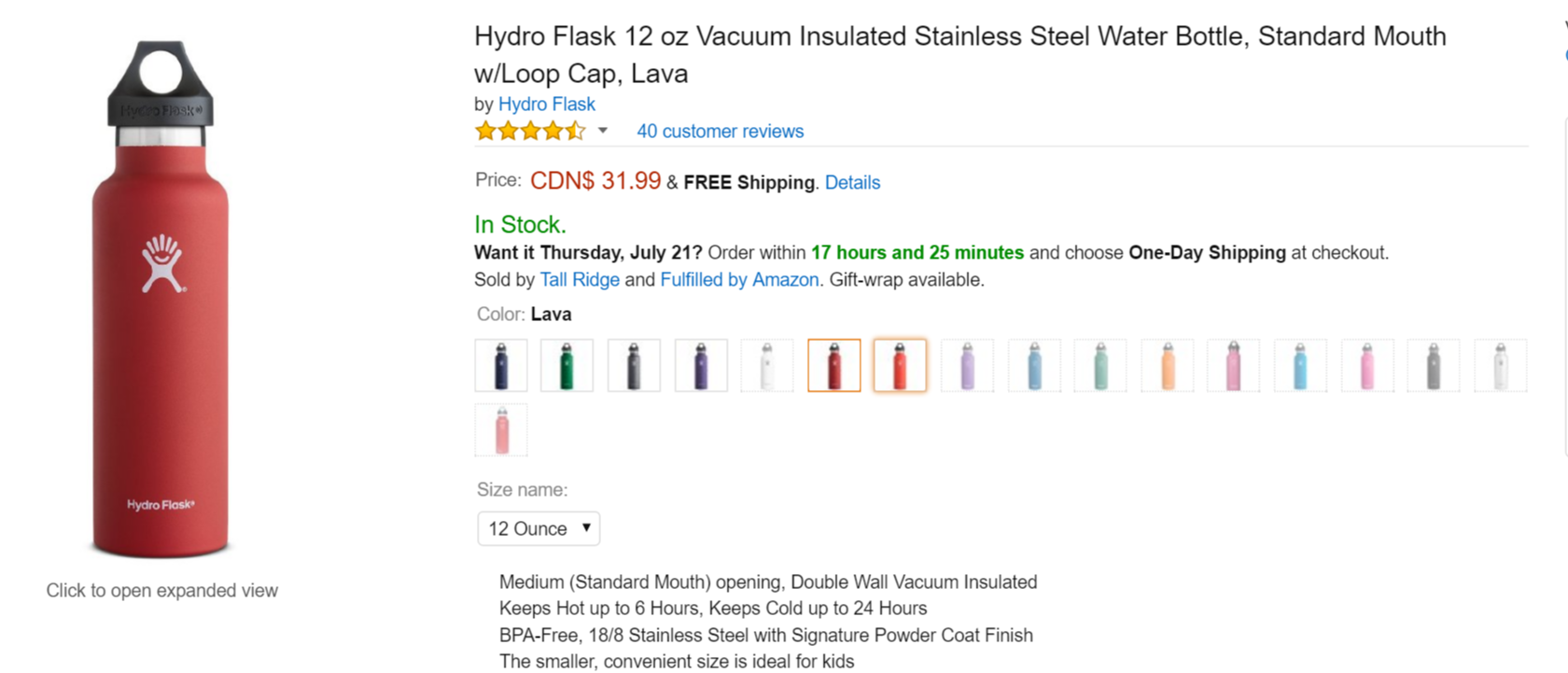 Hydro flask on amazon.ca