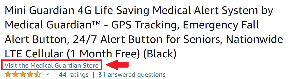 Link to Medical Guardian Amazon Store within a PDP