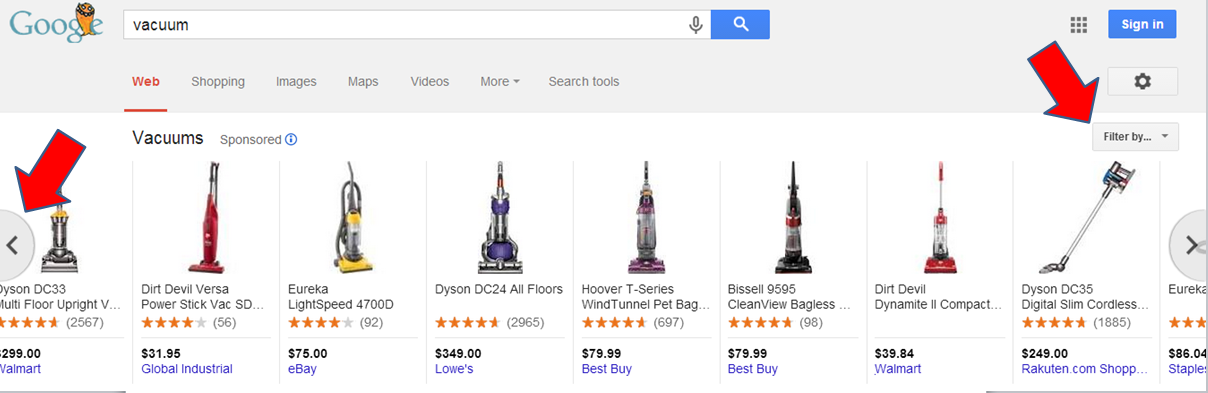 Google Shopping products in Carousel 