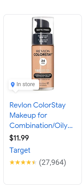 screenshot of Target Roundel using “pick up in store” on Google Ads