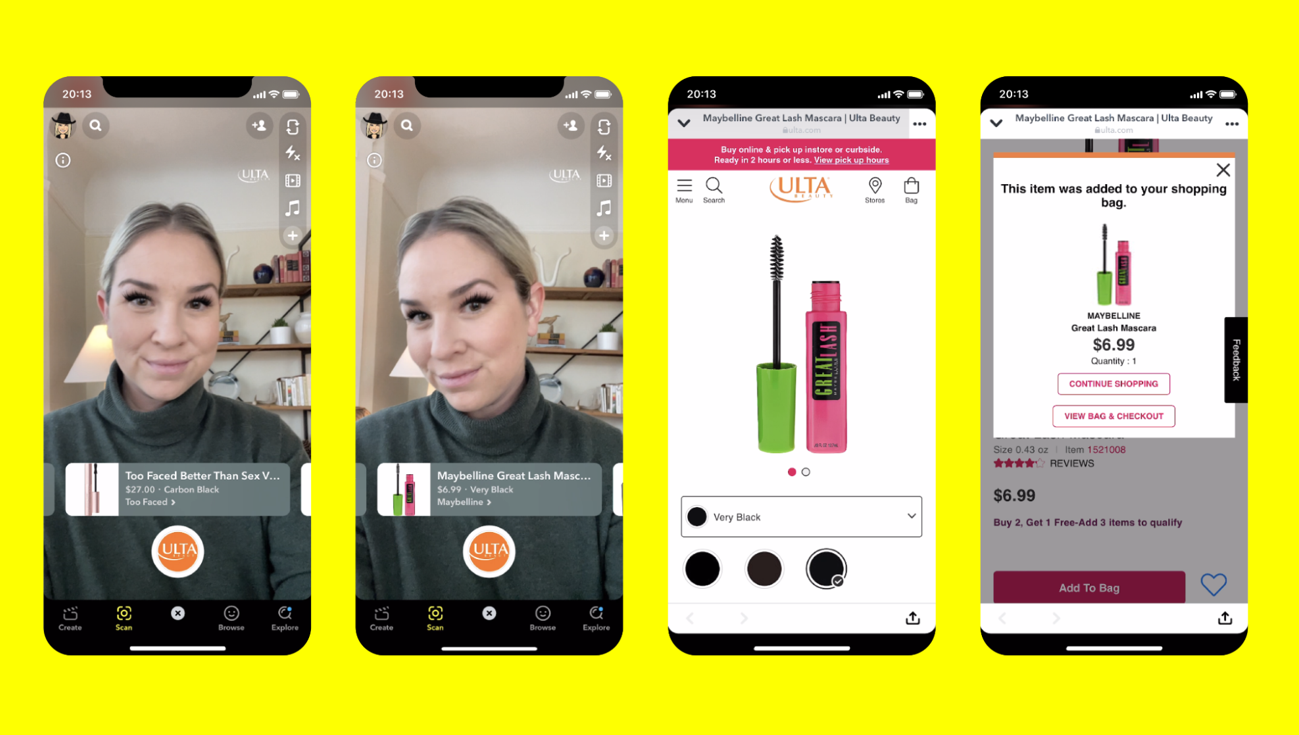 Example of social commerce using AR on snapchat