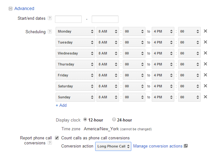 AdWords mobile click-to-call tracking new conversion values 