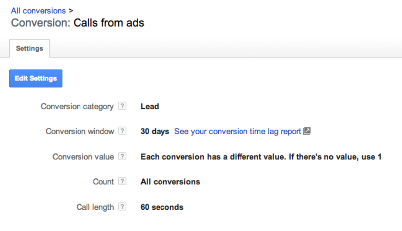 AdWords mobile conversion for click-to-call