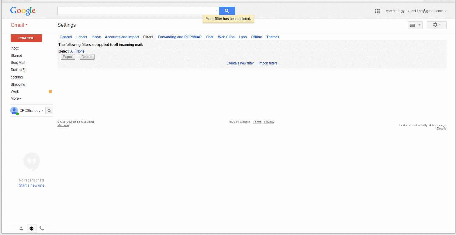 Gmail filter hack