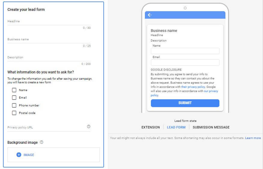 google-ads-lead-extension-form