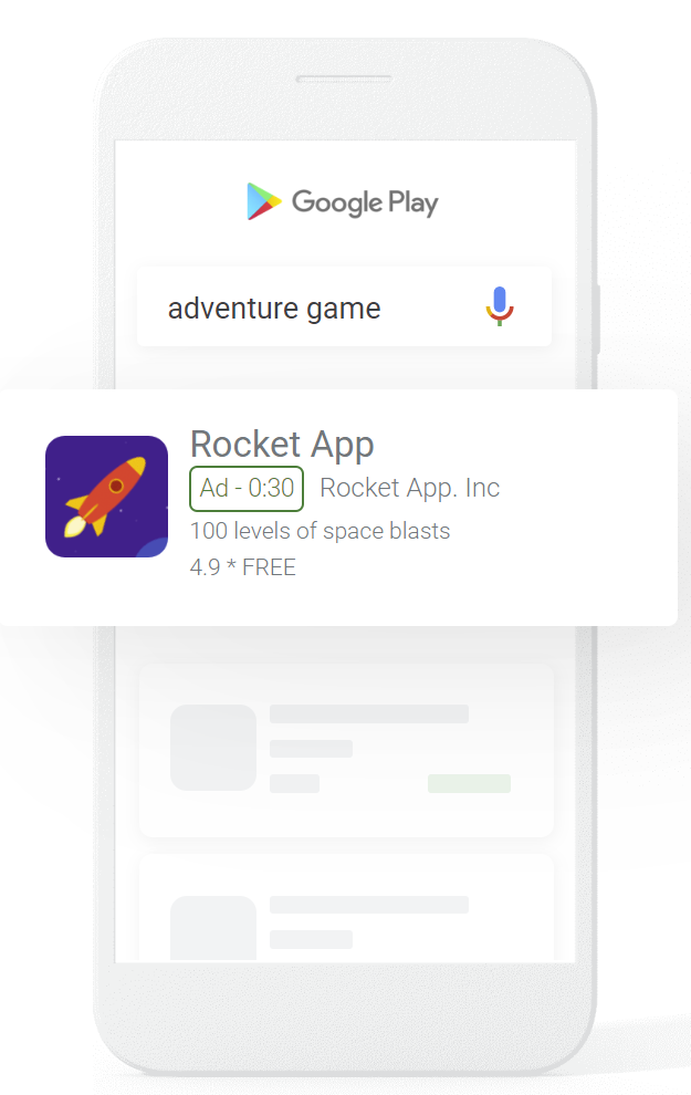 picture of a google app campaign (formerly google universal app campaigns) showing in the google play store