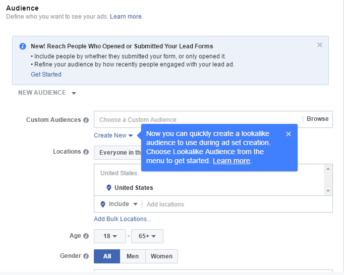 updates to facebook retargeting options