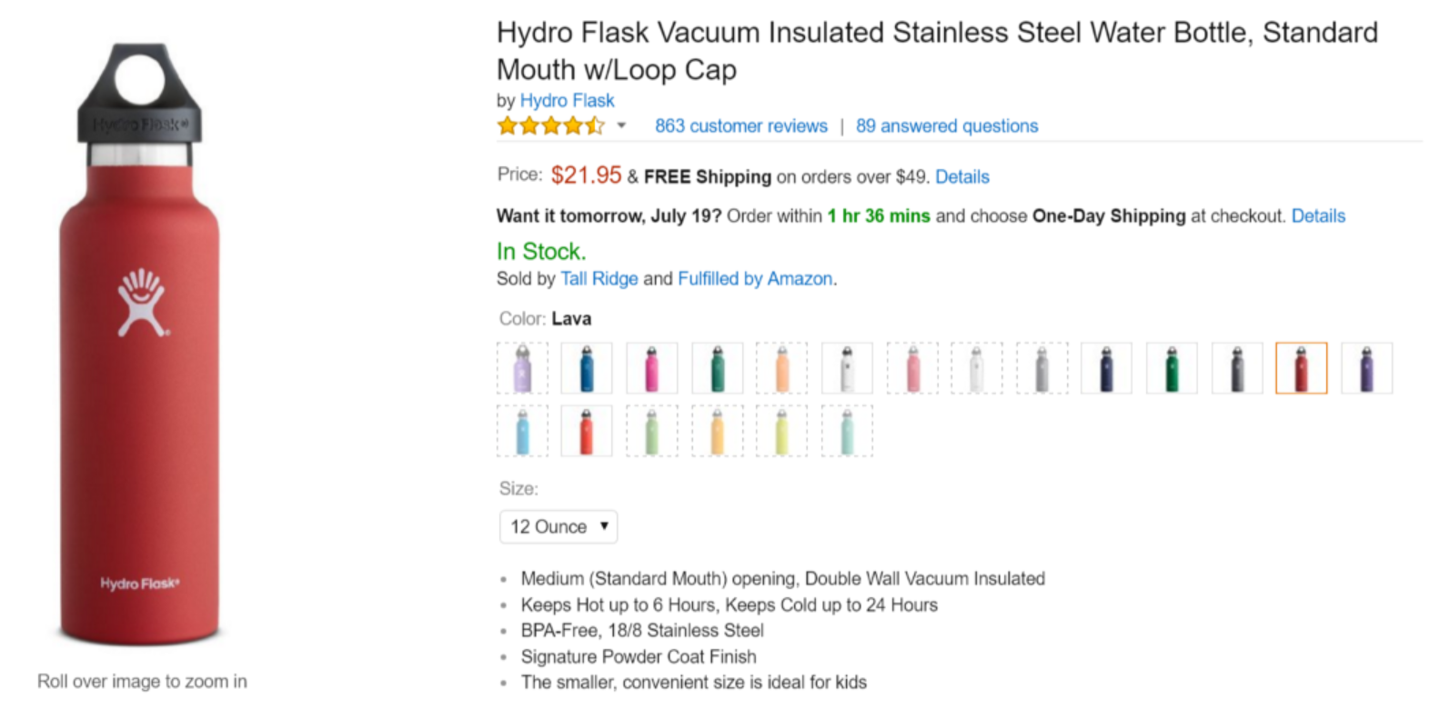 hydro flask on amazon.com