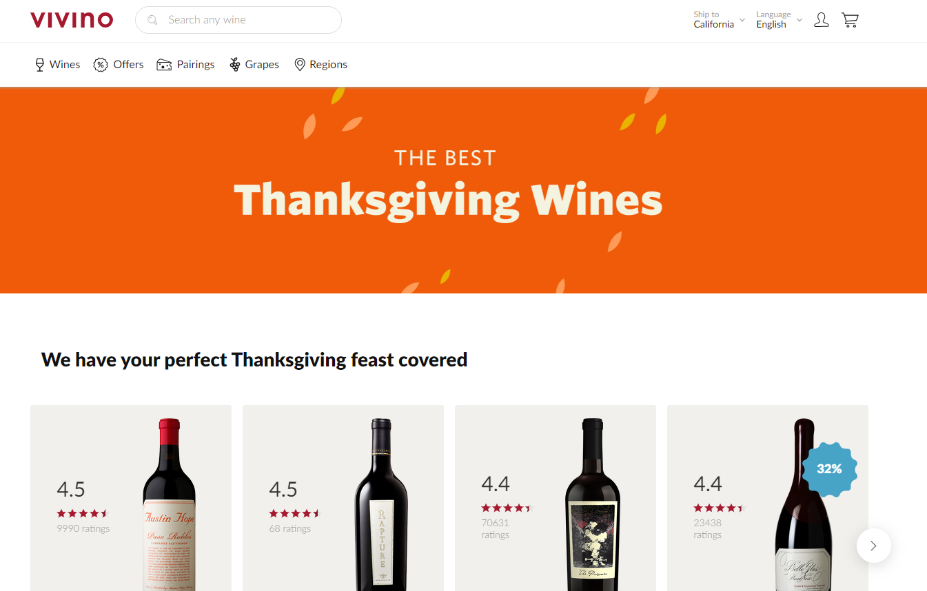 vivino wines homepage