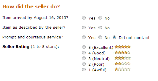 Amazon seller review 
