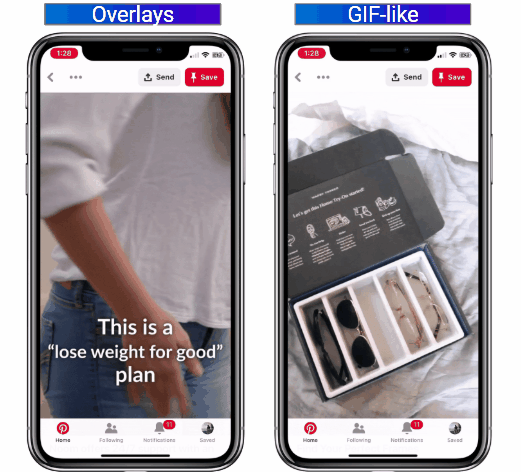 pinterest video with overlays and pinterest video with gifs