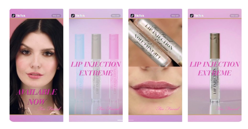 Example of a brand takeover TikTok ad from TooFaced.