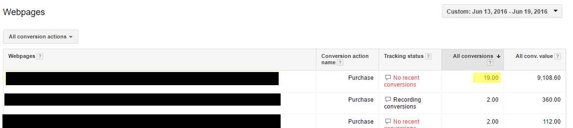 Adwords conversion tracking