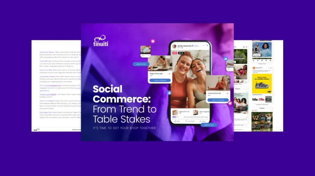 preview of social commerce guide with title slide and two sample pages