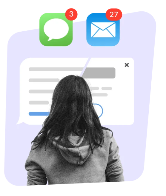 woman looking at wall with notifications