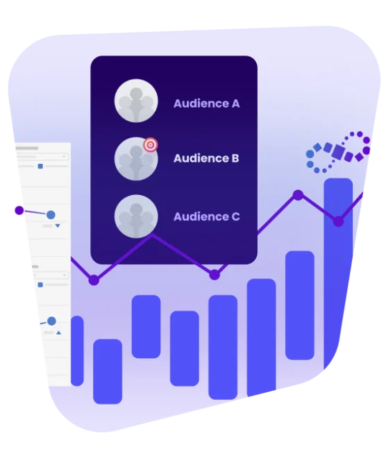 online video graphic with charts and audience selector