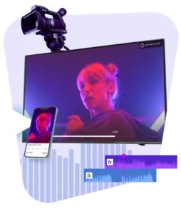 mobile and large screen showing online video