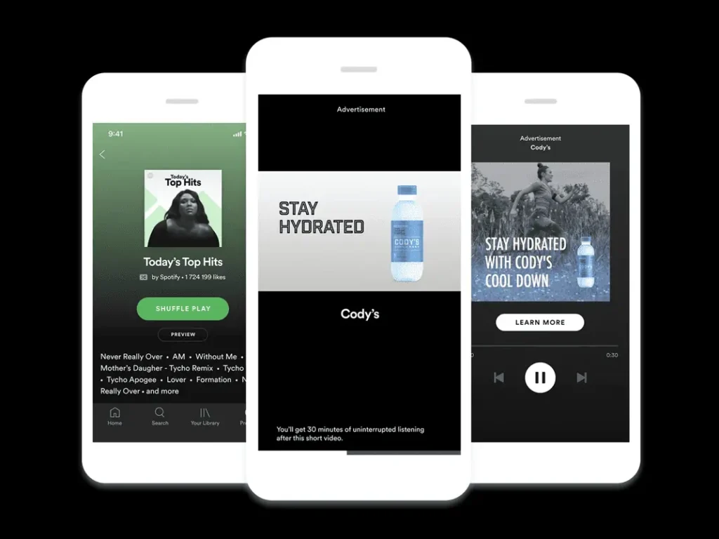 example of a Spotify Sponsored Session video ad on mobile devices