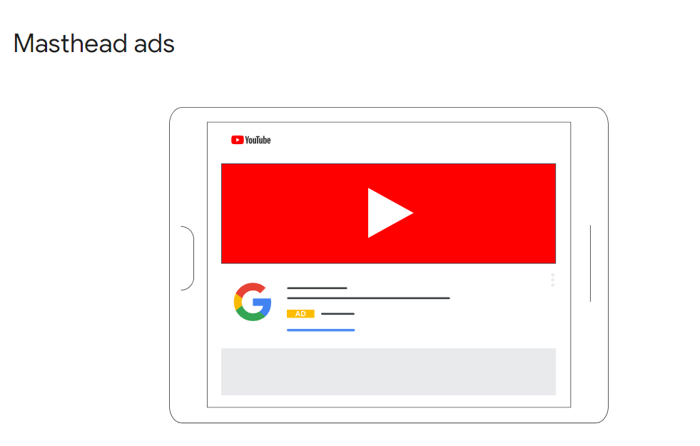 Example of Masthead ads on YouTube