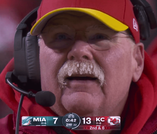 Andy Reid with frozen mustache