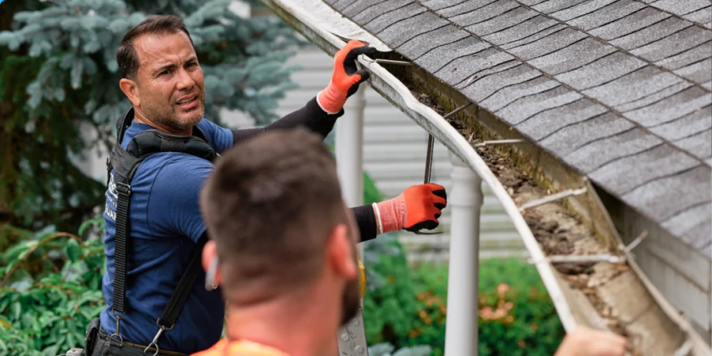 men cleaning out gutters