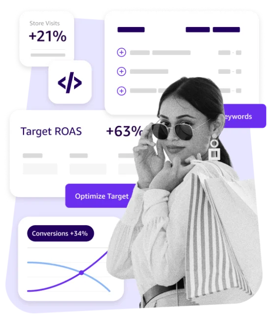 girl smiling in front of stats and graphs