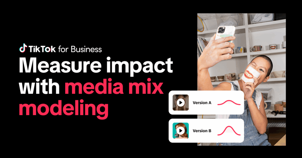 Photo of TikTok influencer overlaid with two MMM graphs