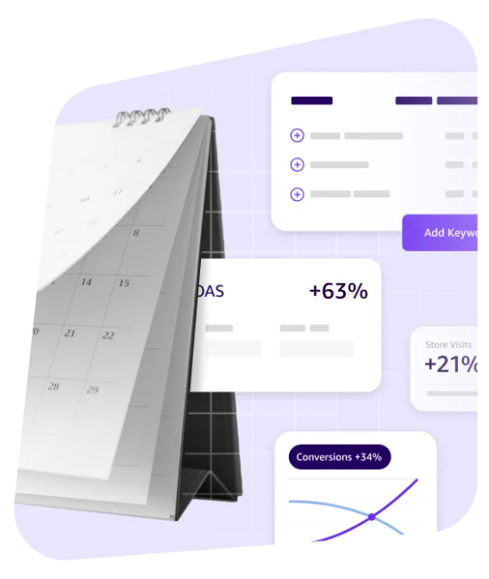 graphic of charts and a calendar
