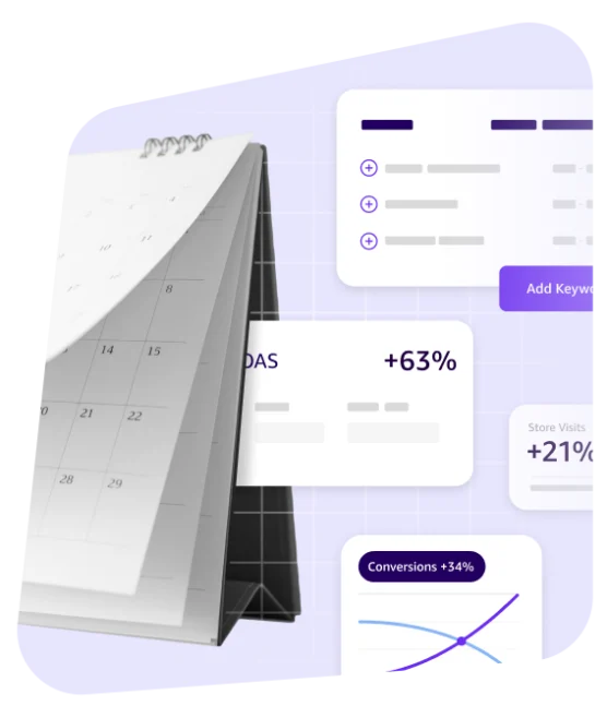 graphic of charts and a calendar