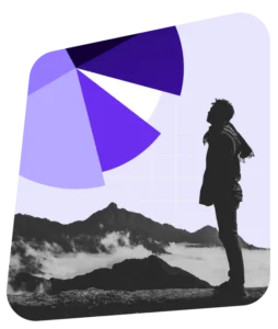person looking at pie chart