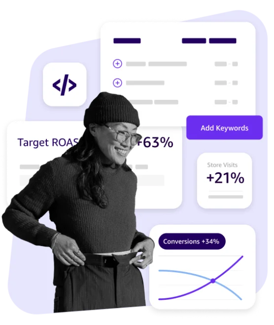 woman in front of ad metrics