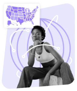 woman in front of globe