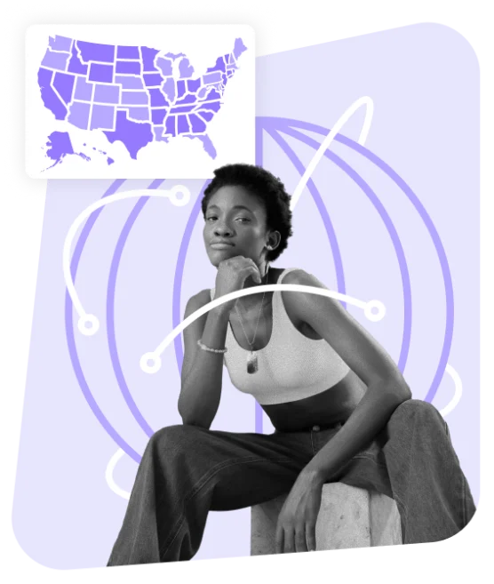 woman in front of globe