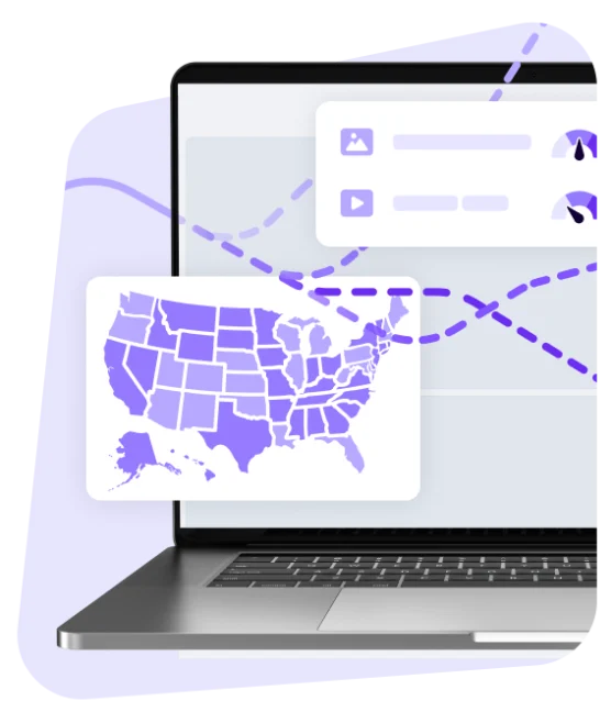 laptop with maps and graphs