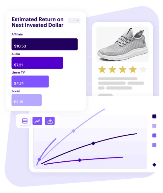 graphic with tennis shoe ad and graphs